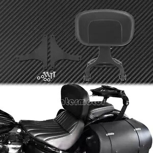 オールブラックの調節可能なドライバー&パッセンジャーバックレスト、ハーレーファットボーイ2008-2017に適合 All Black djustable Driver & Passenger Backrest Fit For Harley Fat Boy 2008-2017 【並行輸入品】