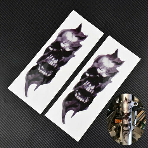 オートバイスカルフォークデカールグラフィックフィットハーレーダイナヤマハスズキ 1 ペア Motorcycles Skull Fork Decals Graphic Fit For Harley Dyna Yamaha Suzuki 1 Pair 【並行輸入品】