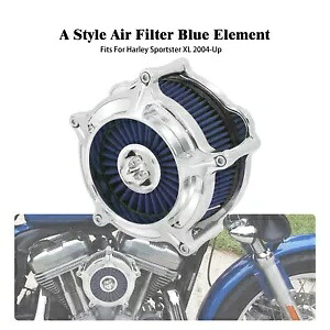 クロームエアフィルタークリーナーブルーインテークハーレースポーツスターXL 883 1200 04-22用 Chrome Air Filter Cleaner Blue Intake Fit For Harley Sportster XL 883 1200 04-22 【並行輸入品】