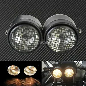 グリッドユニバーサルツインヘッドライトオートバイダブルデュアルランプストリートファイターレーサー Grid Universal Twin Headlight Motorcycle Double Dual Lamp Street Fighter Racer 【並行輸入品】