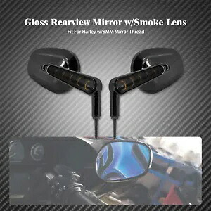 2X 8MM スレッドグロスバックミラー LED ミラーターンシグナルライトハーレーダイナに適合 2X 8MM Thread Gloss Rearview LED Mirror Turn Signal Lights Fit For Harley Dyna 【並行輸入品】