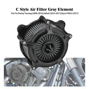 マットブラックエアフィルタークリーナーグレーインテークハーレーツーリング08-16 Softail16-17用 Matte Black Air Filter Cleaner Gray Intake For Harley Touring 08-16 Softail16-17 【並行輸入品】