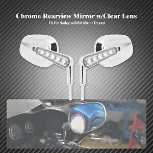 クローム 8MM バックミラー クリアレンズ LED ターンシグナルライト付き ハーレー FXS に適合 Chrome 8MM Rearview Mirror w/Clear Lens LED Turn Signal Light Fit For Harley FXS 【並行輸入品】 40,040円