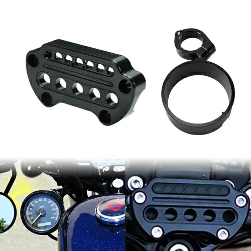 フロントインジケーターハンドルバークランプカバー + サイドスピードメーターブラケットハーレーに適合 Front Indicator Handlebar Clamp Cover + Side Speedometer Bracket Fit For Harley 【並行輸入品】