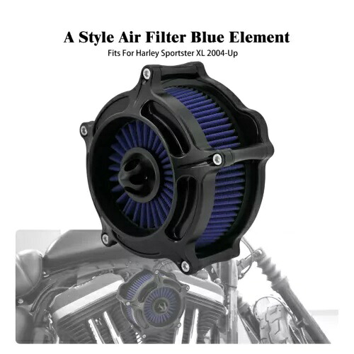 マットブラックエアクリーナーフィルター ブルーインテーク付き ハーレースポーツスター 2004-2022用 Matte Black Air Cleaner Filter w/ Blue Intake Fit For Harley Sportster 2004-2022 【並行輸入品】