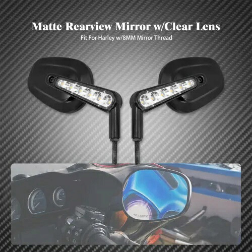 8 ミリメートルマットブラックバックミラー LED ミラーターンシグナルライトハーレーソフテイル XL に適合 8MM Matte Black Rearview LED Mirror Turn Signal Light Fit For Harley Softail XL 【並行輸入品】 40,040円