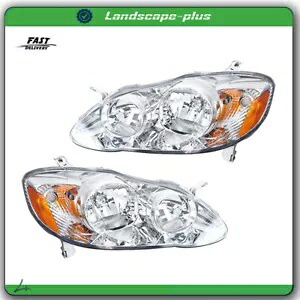 2003-08 トヨタ カローラ ヘッドライト LH + RH クローム ハウジング クリア ファクトリー スタイル For 2003-08 Toyota Corolla Headlights LH+RH Chrome Housing Clear Factory Style 【並行輸入品】