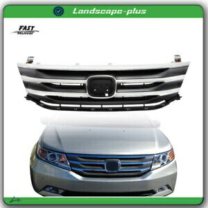 2011-2013 ホンダ オデッセイ用フロントアッパーブラッククローム成形トリムグリルグリル For 2011-2013 Honda Odyssey Front Upper Black Chrome Molding Trim Grill Grille 【並行輸入品】