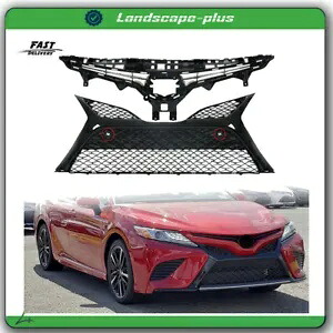 新しいフロントバンパー上部下部グリル 2018-2020 トヨタ カムリ SE XSE 穴付き NEW Front Bumper Upper Lower Grilles For 2018-2020 Toyota Camry SE XSE W/ Holes 【並行輸入品】