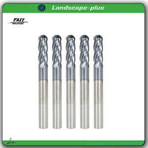 5 個 1/4 インチボールノーズ超硬エンドミル 3/4 インチカット長 Tialn コーティング 4 フルート 新品 5pcs 1/4\
