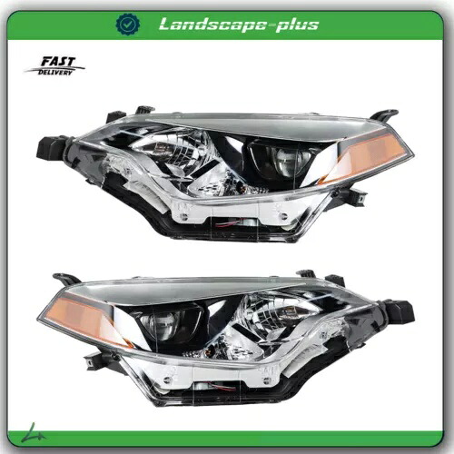 左 + 右フロントヘッドライトランプハロゲンクロームフィット 2014-2016 トヨタカローラ Left+Right Front Headlight Lamps Halogen Chrome Fit For 2014-2016 Toyota corolla 【並行輸入品】