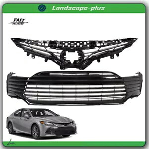 21-22 トヨタ カムリ LE XLE フロント上部 + 下部グリル グリルセット グロスブラックに適合 Fit For 21-22 Toyota Camry LE XLE Front Upper+Lower Grille Grill Set Gloss Black 【並行輸入品】