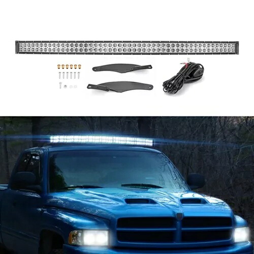 94-01 ダッジ ラム 1500 2500 ルーフ 52 インチ湾曲 LED ライトバー A ピラーブラケットに適合 Fit 94-01 Dodge Ram 1500 2500 Roof 52'' Curved LED Light Bar A-Pillar Bracket 【並行輸入品】
