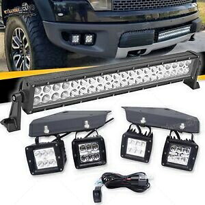 10-14 フォード F150 ラプター 22 インチ LED ライトバー + デュアルフォグポッド下部バンパーマウントキットに適合 Fit 10-14 Ford F150 Raptor 22\