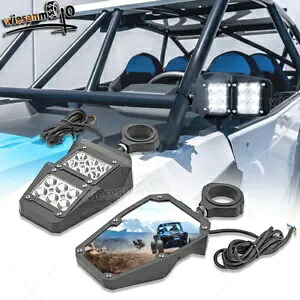 ポラリス RZR 1.75インチ-2インチ ロールケージ用 LED ロックライト付き UTV リアビューサイドミラー UTV Rear View Side Mirrors w/ LED Rock Light for Polaris RZR 1.75\