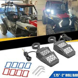 LEDライト付きリアビューサイドミラー UTV Polaris RZR Ranger 1.75-2インチ ロールケージに適合 Rear View Side Mirrors w/ LED Light Fit UTV Polaris RZR Ranger 1.75-2\