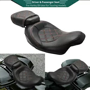 PU レザーフロント運転席後部助手席パッドフィットハーレーツーリング 09-Up PU Leather Front Driver Rear Passenger Seat Pad Fit For Harley Touring 09-Up 【並行輸入品】
