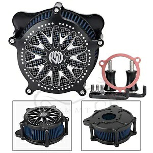 ブラック RSD パネルエアクリーナーブルーフィルターハーレーストリートロードエレクトラグライド用 Black RSD Panel Air Cleaner Blue Filter For Harley Street Road Electra Glide 【並行輸入品】