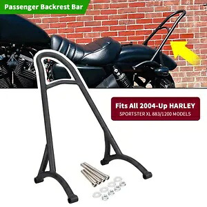 ブラックスチールシーシーバー助手席背もたれブラケットハーレースポーツスターXL 04+に適合 Black Steel Sissy Bar Passenger Backrest Bracket Fit For Harley Sportster XL 04+ 【並行輸入品】
