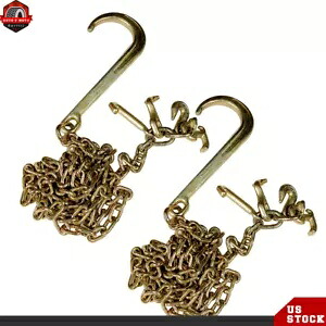 輸送用牽引チェーン J フック ロング シャンク グラブ フック付き 新品 2 G70 5/16 インチ x 10 フィート Transport Tow Chain J Hook Long Shank w/ Grab Hook New 2 G70 5/16''x10' 【並行輸入品】