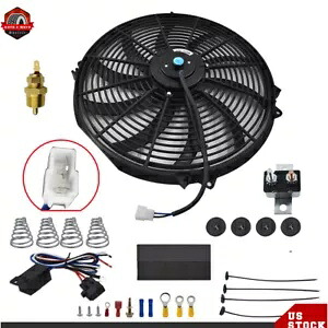 電動ラジエーター 16 インチ ファン高 3000+ Cfm サーモスタット配線スイッチ リレー キット Electric Radiator 16\