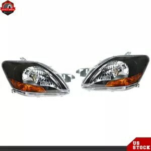 2007-2012 トヨタ ヤリス ハロゲン ブラック ヘッドライト ヘッドランプ Assy 右&左側 For 2007-2012 Toyota Yaris Halogen Black Headlight Headlamp Assy Right&Left Side 【並行輸入品】