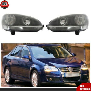 ヘッドライト ヘッドランプ アセンブリ 2006-2009 フォルクスワーゲン GTI ジェッタ ブラック用 Pair of Headlights Headlamps Assembly For 2006-2009 Volkswagen GTI Jetta Black 【並行輸入品】