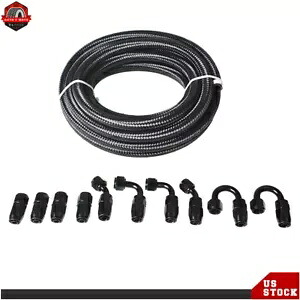 ブラック編組燃料ホースライン 20FT & 10AN 8AN 6AN 4AN スイベルホースエンドフィッティングキット Black Braided Fuel Hose Line 20FT & 10AN 8AN 6AN 4AN Swivel Hose End Fitting Kit 【並行輸入品】