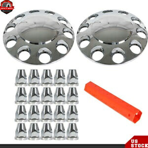 セミトラック 33mm ナット カバー 2 個セット クローム カバー キット フロント ハブ カバー セット クローム Semi Truck 33mm Nut Covers Set Of 2 Chrome Cover Kit Front Hub Cover Set Chrome 【並行輸入品】