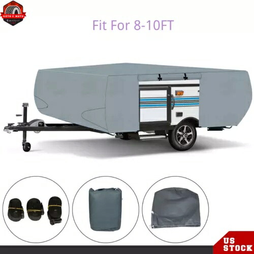 8-10FT ポップアップ折りたたみキャンピングカープレミアム RV トレーラーカバー防水抗 UV For 8-10FT Pop Up Folding Camper Premium RV Trailer Cover Waterproof Anti-UV 【並行輸入品】