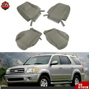 4 個の運転席助手席ボトム & トップシートカバー グレー 2000-2007 トヨタ セコイア用 4Pcs Driver Passenger Bottom & Top Seat Cover Gray For 2000-2007 Toyota Sequoia 【並行輸入品】
