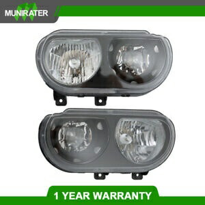 ヘッドライトアセンブリランプブラック左+右ダッジチャレンジャー2008-2014ハロゲン用 Headlights Assembly Lamp Black Left+Right For Dodge Challenger 2008-2014 Halogen 【並行輸入品】