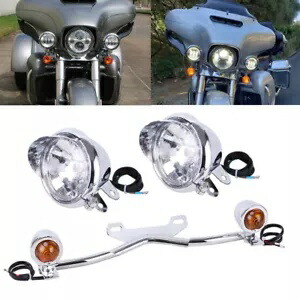 クロームオートバイ運転パッシングターンシグナルスポットフォグランプバーフィットヤマハ Chrome Motorcycle Driving Passing Turn Signal Spot Fog Lights Bar Fit For Yamaha 【並行輸入品】