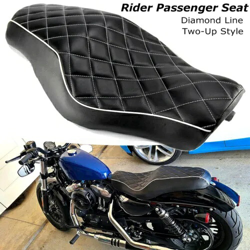ハーレースポーツスターXL 883 1200 72用運転席&後部助手席レザーツーアップシート Driver & Rear Passenger Leather Two Up Seat for Harley Sportster XL 883 1200 72 【並行輸入品】