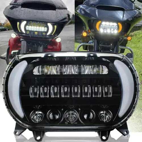 ブラック LED デュアル ヘッドライト ヘッドランプ プロジェクター Hi/Lo ビーム ロード グライド 2015-2024 用 Black LED Dual Headlight Headlamp Projector Hi/Lo Beam for Road Glide 2015-2024 【並行輸入品】