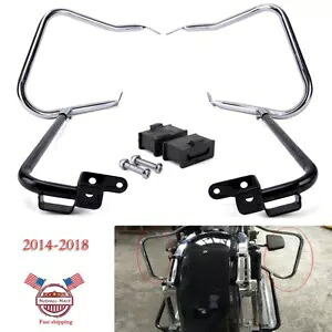 フロントサドルバッグブラケットガードクラッシュバーハーレーツーリングロードグライドFL 2014+用 Front Saddlebag Bracket Guard Crash Bar For Harley Touring Road Glide FL 2014+ 【並行輸入品】