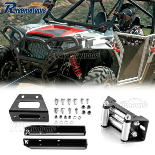 08-22 ポラリス RZR 570/800 ウインチマウントプレート + 4 7/8 インチウインチローラーフェアリード用 For 08-22 Polaris RZR 570/800 Winch Mount Plate + 4 7/8'' Winch Roller Fairlead 【並行輸入品】
