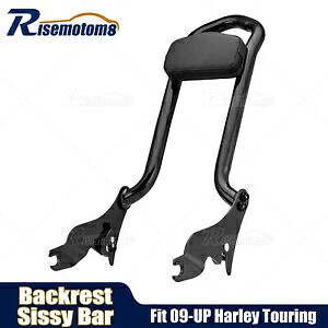 ブラック 27 インチ バックレスト シーシーバー + 小型パッド ハーレー ツーリング FLTR FLHR 2009-2024用 Black 27\