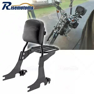 グロスブラック助手席シーシーバーバックレスト 荷物ラック付き 04+ ハーレースポーツスター用 Gloss Black Passenger Sissy Bar Backrest w/Luggage Rack For 04+ Harley Sportster 【並行輸入品】