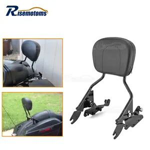 ブラック パッセンジャーバックレスト シーシーバー + ドッキング ハーレーツーリング 14-24 FLH FLT用 Black Passenger Backrests Sissy Bar + Docking For Harley Touring 14-24 FLH FLT 【並行輸入品】