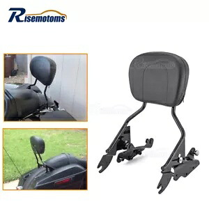 ブラック パッセンジャーバックレスト シーシーバー + ドッキング ハーレーツーリング 14-24 FLH FLT用 Black Passenger Backrests Sissy Bar + Docking For Harley Touring 14-24 FLH FLT 【並行輸入品】