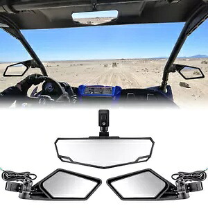 リアサイドビュー LED ミラー + センターミラーホンダパイオニア 500 520 700 1000 Rear Side View LED Mirrors + Center Mirror For Honda Pioneer 500 520 700 1000 【並行輸入品】