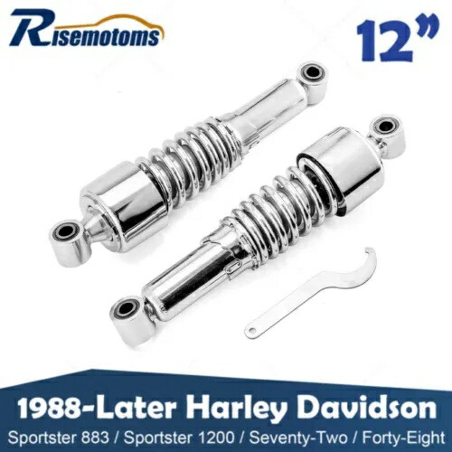 クローム 左右 12 インチ リアショックアブソーバー 1988+ ハーレー スポーツスター 883 1200 用 Chrome Left & Right 12\