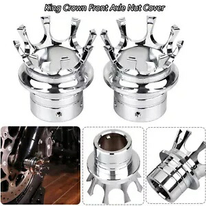 フロントアクスルナットキャップカバークロームクラウンハーレーツーリングロードグライドウルトラFLTRU用 Front Axle Nut Caps Cover Chrome Crown For Harley Touring Road Glide Ultra FLTRU 【並行輸入品】
