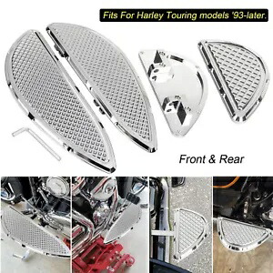 クロームフロントリアフロアボードフットペグキット ハーレーツーリンググライド 1993-2023用 Chrome Front Rear Floorboards Foot Pegs Kit For Harley Touring Glide 1993-2023 【並行輸入品】