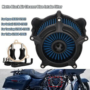 米国在庫エアクリーナーブルーインテークフィルターマットブラックハーレーロードキングクラシック用 US Stock Air Cleaner Blue Intake Filter Matte Black For Harley Road King Classic 【並行輸入品】