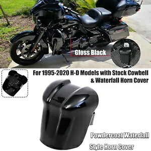 グロスブラックパウダーコートウォーターフォールスタイルホーンカバーハーレー1995-2020デビッドソン用 Gloss Black Powdercoat Waterfall Style Horn Cover For Harley 1995-2020 Davidson 【並行輸入品】