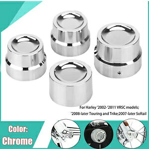 クロームフロントリアアクスルキャップナットカバーハーレーファットボーイダイナFXDWGソフテイルVロッド用 Chrome Front Rear Axle Cap Nut Covers For Harley Fatboy Dyna FXDWG Softail V-Rod 【並行輸入品】
