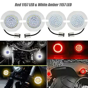 3 1/4インチ 1157 LED ターンシグナル フロント&リア ライトインサート ハーレーロードキングに適合 3 1/4\