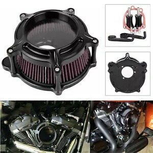 ハーレーダビッドソンソフテイルダイナFXDF用ブラックCNCエアクリーナーインテークフィルターシステム Black CNC Air Cleaner Intake Filter System For Harley Davidson Softail Dyna FXDF 【並行輸入品】